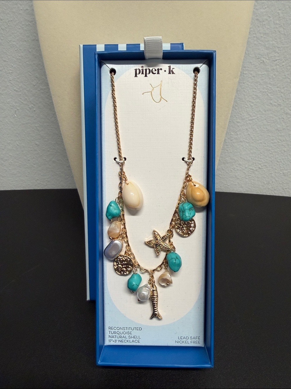Piper K | Reconstituted Turquoise Natural Shells Fish Necklace